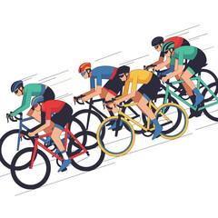 Fototapeta premium Cyclists Racing Upward: Colorful Bicycle Riders Artwork