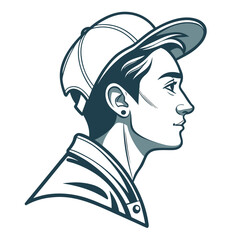 Profile portrait of a young person wearing a baseball cap a stylized vector illustration hat headwear © murad