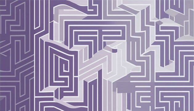 Abstract purple and white geometric maze pattern design, three dimensional vector design, AI generated