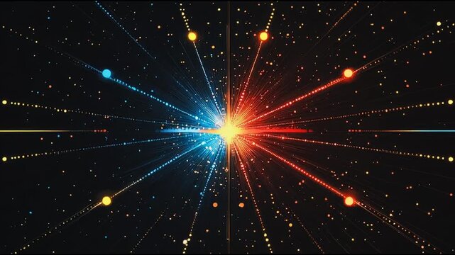 Abstract black background with Colorful circle lines. Digital future technology . Abstract business connection of lines from nodes innovation of communication in the network.