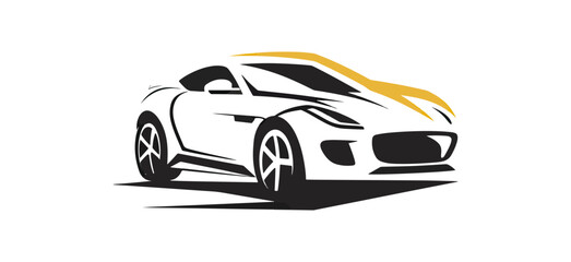 Fototapeta premium Black car silhouette illustration against black background