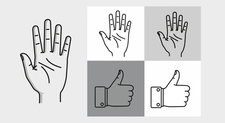 Fototapeta premium Hand gestures and thumbs up signs.