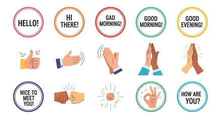 Hands Gestures Greetings Communication. © STOCK MANIA