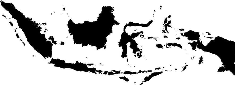 Indonesia Map Silhouette Featuring Major Islands Isolated on Gray Background for Geography Travel and Cartography Design