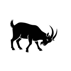 Fototapeta premium Mountain goat silhouette with curved horns and beard