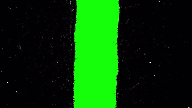 Vertical Torn Cardboard Opening Transition with Green Screen and Distressed Analog Grunge Texture