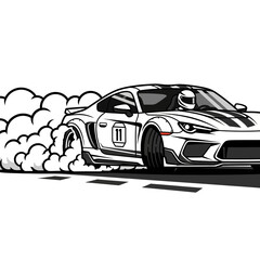 Sports car drifting with smoke © Otomotif_art