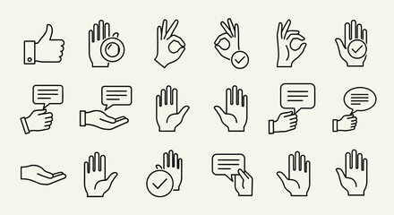 Hand gestures and thumbs icons. © Story