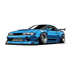 Naklejka premium Blue Sports Car Illustration