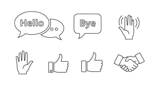 Hand gestures and speech bubbles icons.