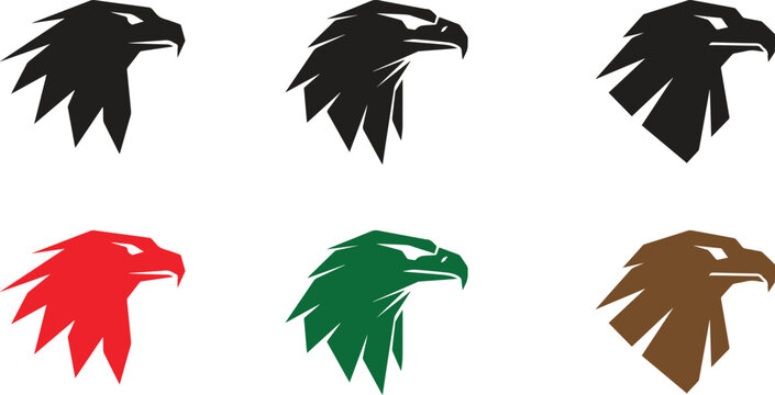 Bold Multicolor Eagle Head Logo Set For Premium Branding