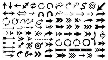 Naklejka premium Set of black arrows on a white background