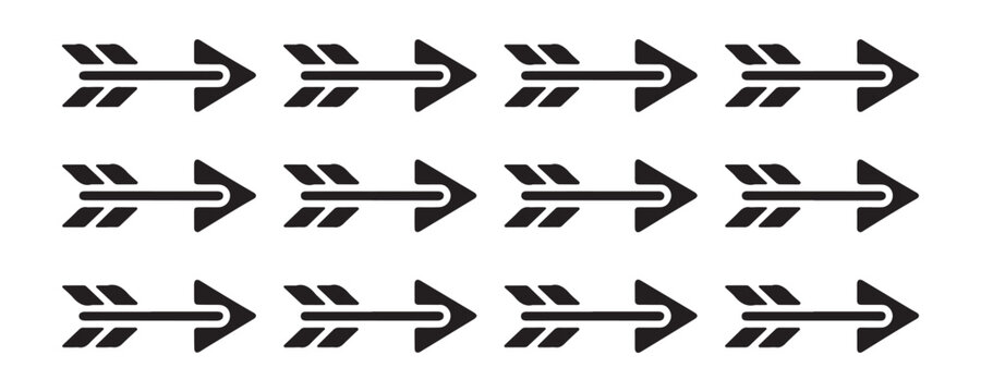 Decorative tribal arrow elements in grid layout for ethnic pattern design and traditional archery decoration.