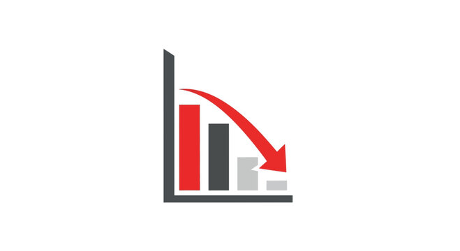 Dramatic Downturn: Financial Decline Visualized With Falling Bars And A Red Arrow