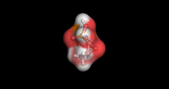 Fosfomycin, last line drug/ bacterial cell wall synthesis inhibitor, 3D molecule spinning, 4K