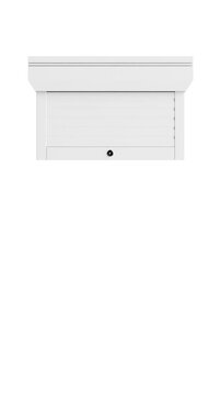 4k Resolution Video: Industrial Access And Security Concept. Minimal White Roller Garage Door Animated in Closed and Open Position On White Background With Alpha Matte