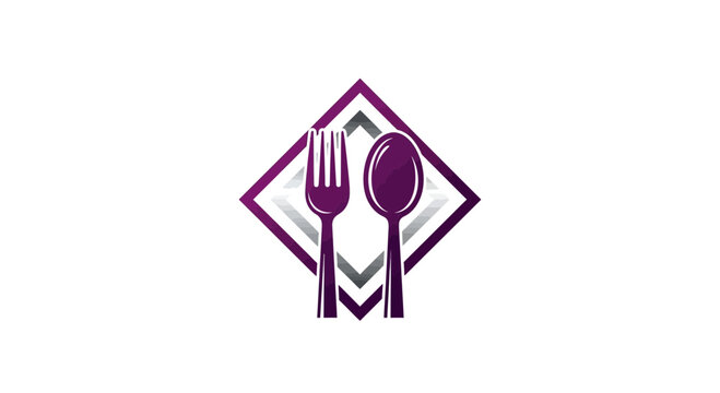 Elegant Abstract Design Featuring a Fork and Spoon in a Geometric Shape