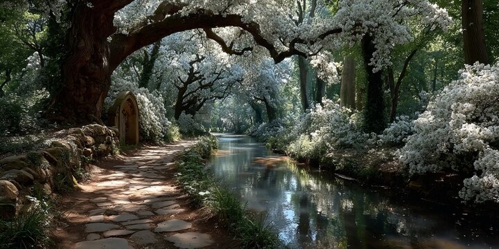 Enchanting Forest Stream - A Serene Journey Through Natures Embrace.