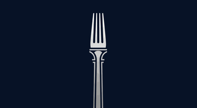 Elegant Fork Design With Architectural Elements On a Dark Blue Backdrop