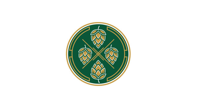 Elegant Craft Brewing Logo Featuring Four Hops for Premium Beer Brand Design