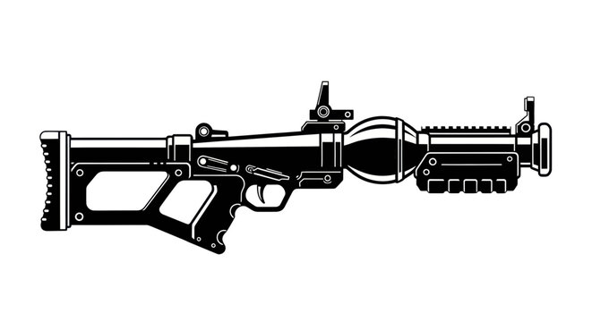 Modern Rocket Launcher Weapon, Military Firearm, Combat Equipment Vector