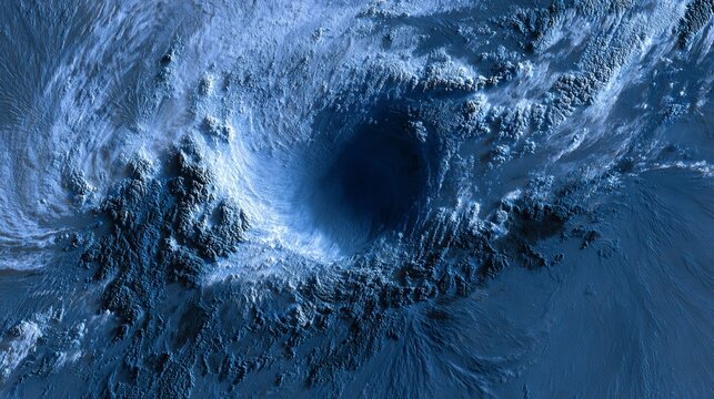 Mysterious Deep Blue Hole in a Textured Landscape.