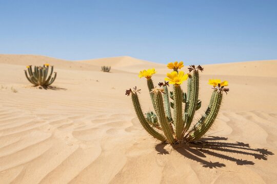 Desert Cacti with Vibrant Blooms