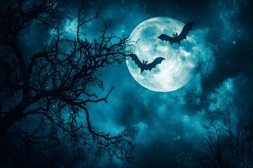 Obraz premium Halloween creepy landscape with jack o lanterns and twisted trees photography