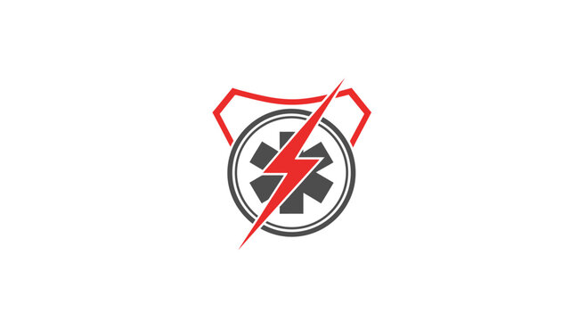 Emergency Medical Services Logo in Modern Style, Fast Response and Rescue Icon