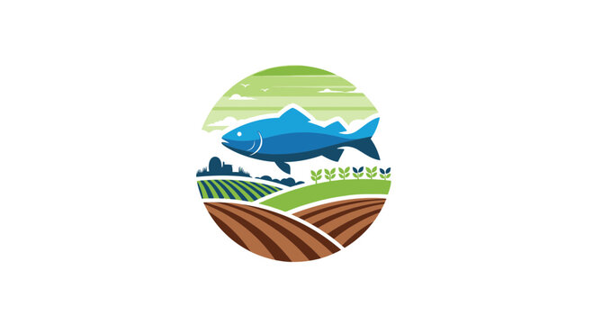 Fish Flying Over Farm Fields: A Symbol of Natural Resources and Sustainable Agriculture