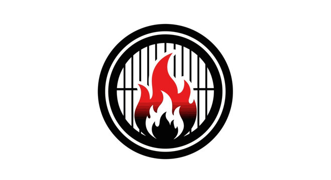 Fiery Grill Logo Depicting Heat And Cooking Process With Modern Minimalist Design