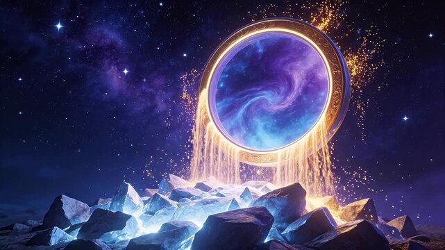 Cosmic portal with starry sky