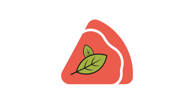 Fresh Pizza Slice Logo Design With Basil Leaves Representing Organic Ingredients