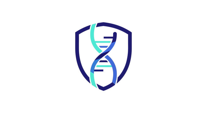Genetic Code Protected Within Shield Symbolizing Healthcare, Science, And Security