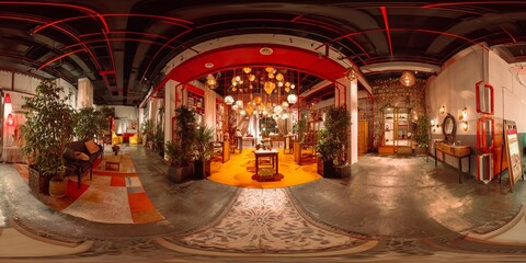 Obraz premium Elegant Interior Design with Warm Lighting and Artistic Decor.