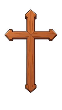 Brown Christian Cross Symbol Illustration.