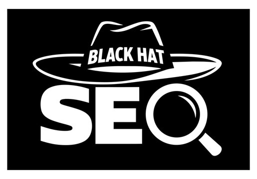 Black Hat SEO logo showing a fedora hat and magnifying glass representing illicit and manipulative search engine optimization
