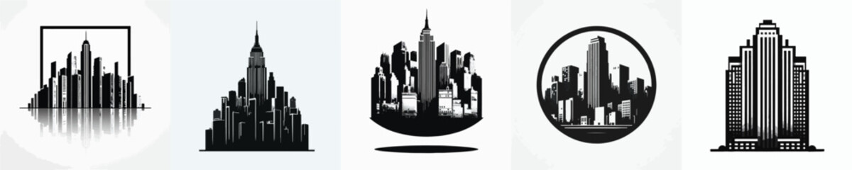 Fototapeta premium Vector silhouette of city building