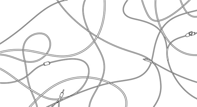 Tangled electrical cables and wires