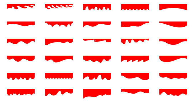Border shape for website design. Vector banner header and separator. Background section and frame template. Abstract curve top headline. Drops Separator Effects Collection For Poster, App, Banner
