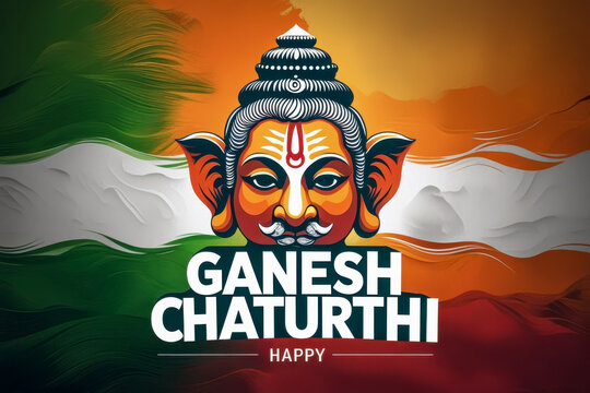 Banner poster greeting card with traditional Hindu holiday in India Ganesh Chaturthi AI Generative