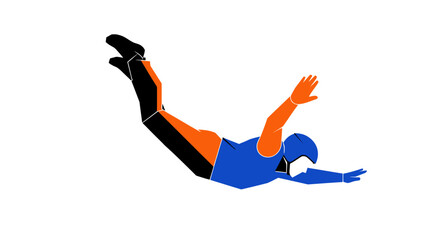 Skydiver Freefall Flat Vector Illustration © mboku