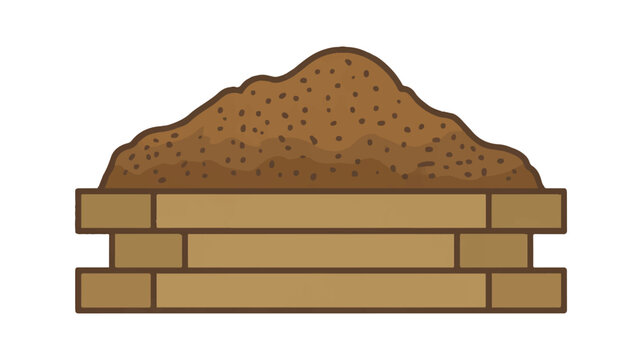pile of soil on brick wall outdoor gardening concept