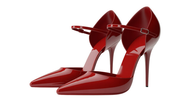 Stylish red high-heeled strappy woman's sandals with ankle strap Vector