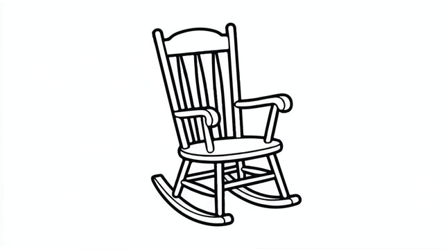 Simple line drawing of a wooden rocking chair with armrests and high backrest