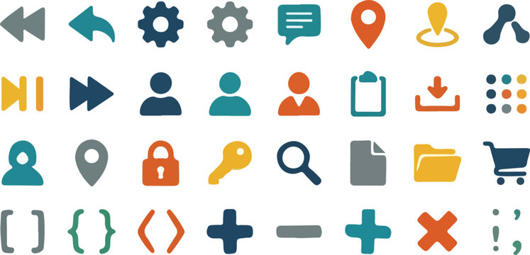 Flat Business and Web UI Icon Set for Mobile Apps Interface