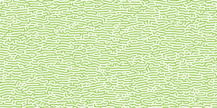 Modern graphic presentation backdrop featuring generative algorithm turing pattern in flat bright green palette, graphic illustration