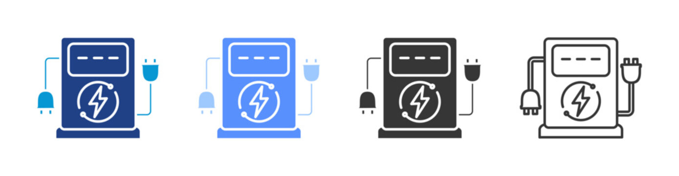 EV icon set multiple style collection