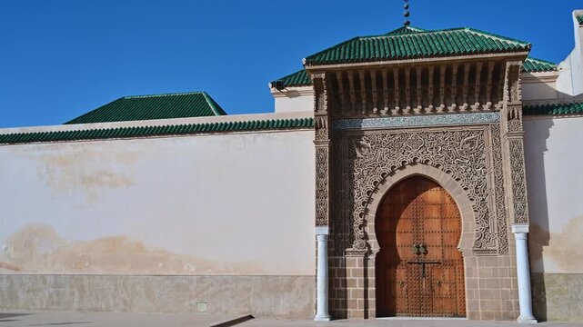 Ornate entrance of Mausoleum of Moulay Ismail in Meknes, Morocco