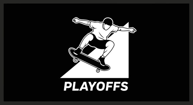 Dynamic Playoff Skateboarder Silhouette Performing a Thrilling Airbone Stunt in Monochrome